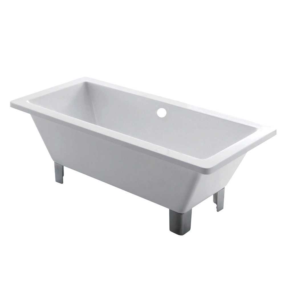 Aqua Eden 71-Inch Acrylic Double Ended Clawfoot Tub (No Faucet Drillings), White/Polished Chrome