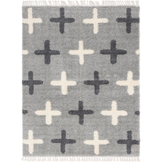 Rug Unique Loom Hygge Shag Light Gray Rectangular 8' 0 x 10' 0