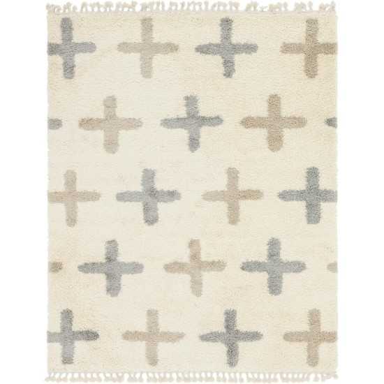 Rug Unique Loom Hygge Shag Ivory Rectangular 8' 0 x 10' 0