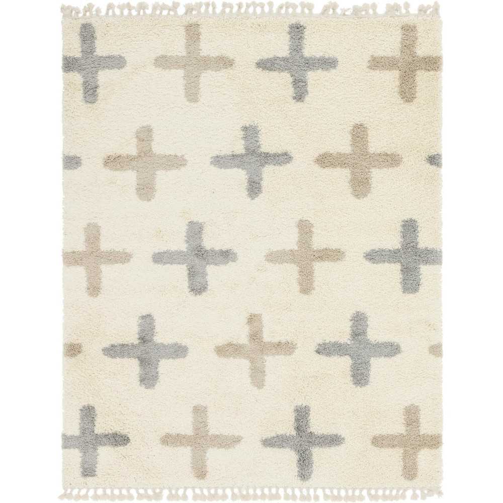 Rug Unique Loom Hygge Shag Ivory Rectangular 8' 0 x 10' 0