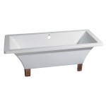 Aqua Eden 71-Inch Acrylic Double Ended Clawfoot Tub (No Faucet Drillings), White/Naples Bronze