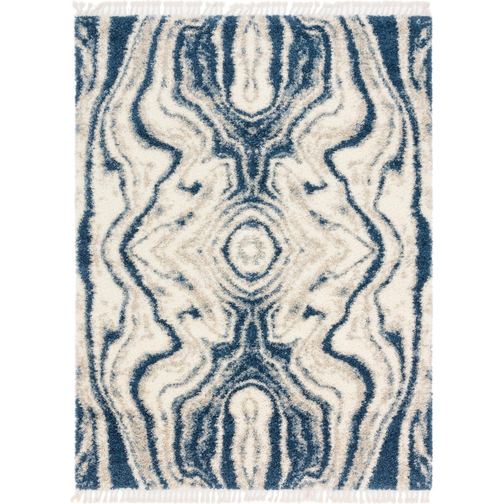 Rug Unique Loom Hygge Shag Blue Rectangular 9' 0 x 12' 0