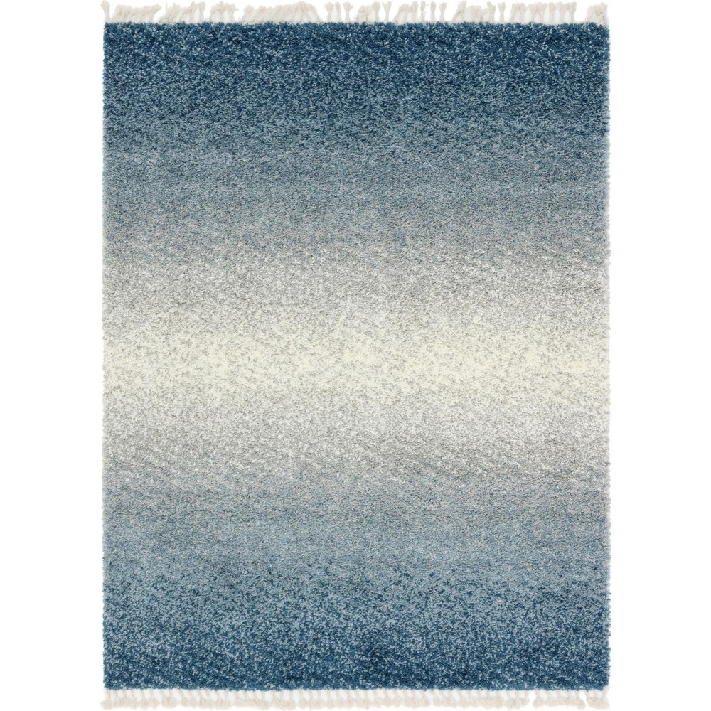 Rug Unique Loom Hygge Shag Blue Rectangular 9' 0 x 12' 0