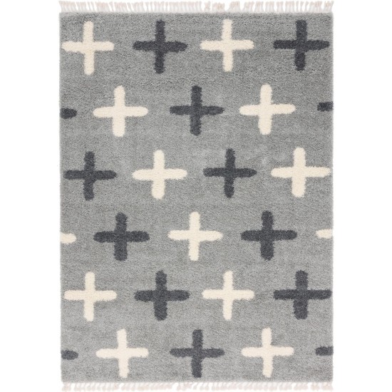 Rug Unique Loom Hygge Shag Light Gray Rectangular 9' 0 x 12' 0