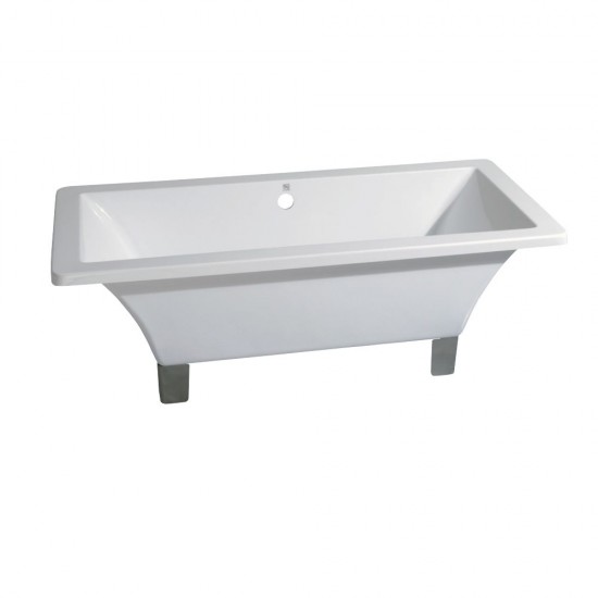 Aqua Eden 71-Inch Acrylic Double Ended Clawfoot Tub (No Faucet Drillings), White/Brushed Nickel