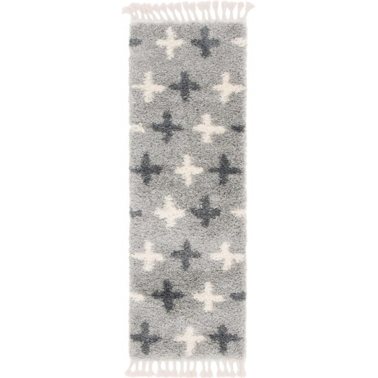 Rug Unique Loom Hygge Shag Light Gray Runner 2' 2 x 6' 0