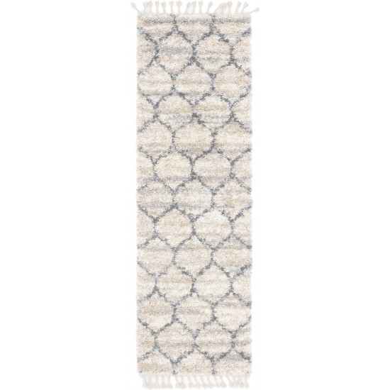 Rug Unique Loom Hygge Shag Beige Runner 2' 7 x 8' 2