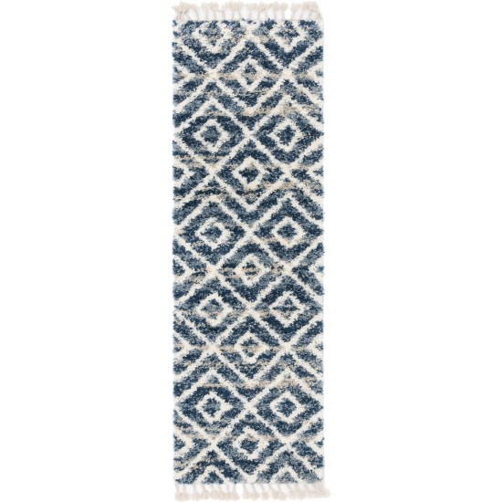 Rug Unique Loom Hygge Shag Blue Runner 2' 7 x 8' 2