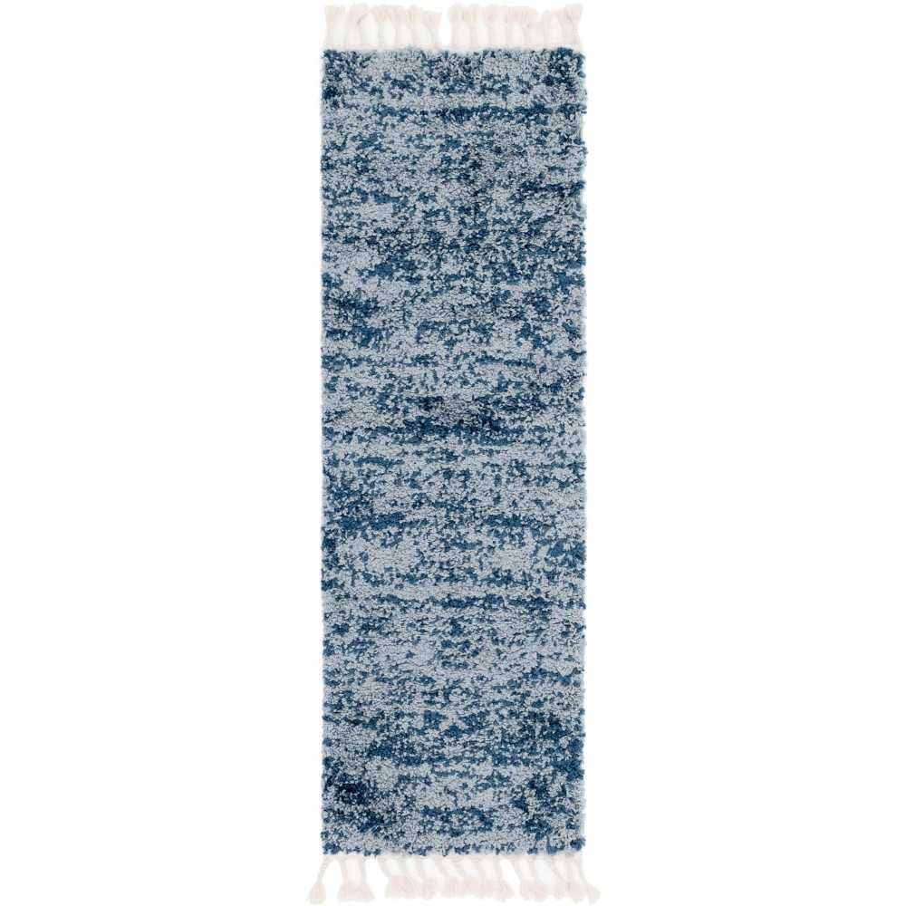 Rug Unique Loom Hygge Shag Blue Runner 2' 7 x 8' 2