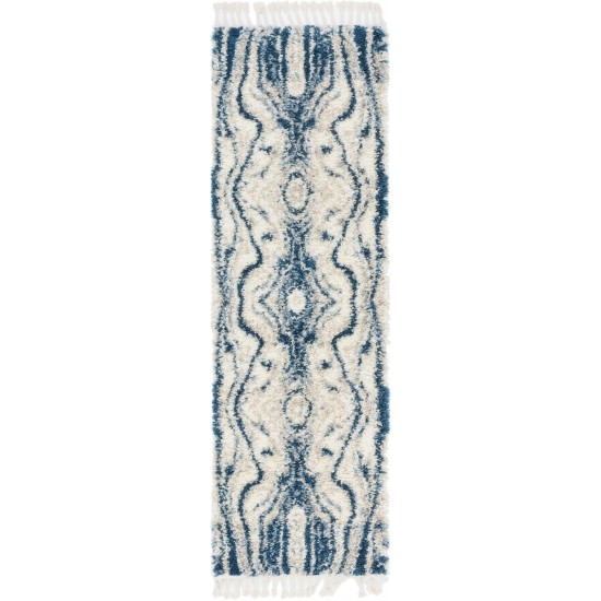 Rug Unique Loom Hygge Shag Blue Runner 2' 7 x 8' 2