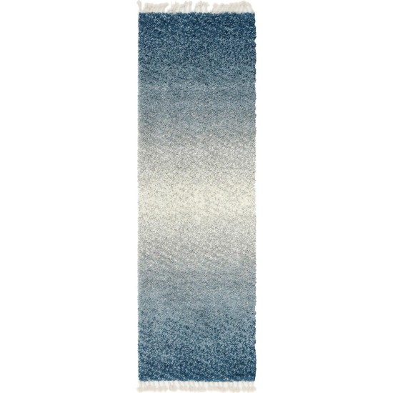 Rug Unique Loom Hygge Shag Blue Runner 2' 7 x 8' 2