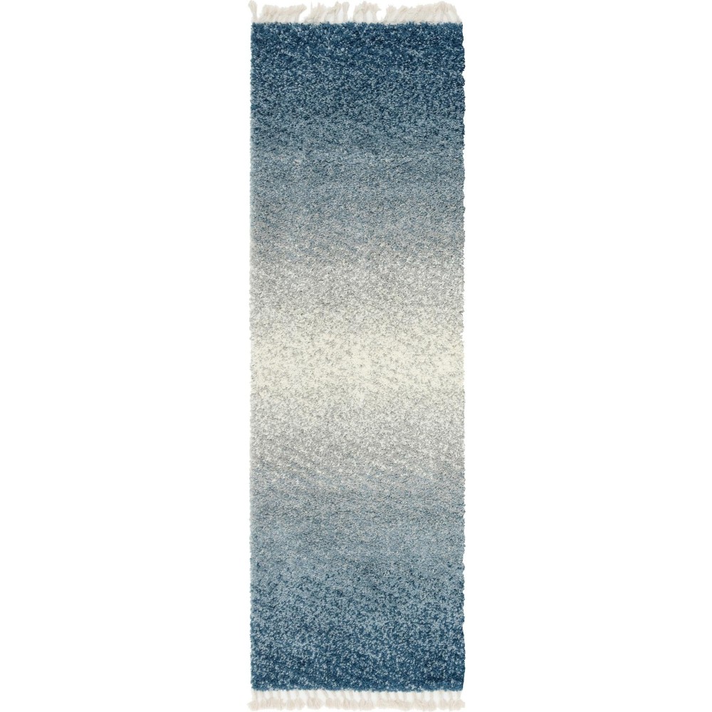 Rug Unique Loom Hygge Shag Blue Runner 2' 7 x 8' 2