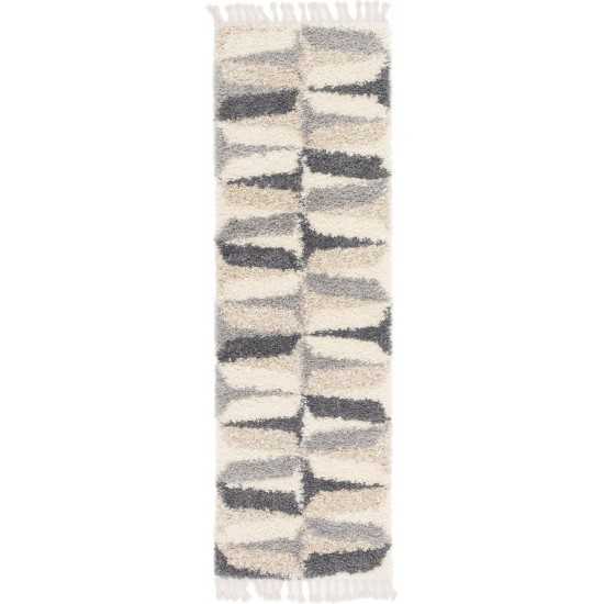 Rug Unique Loom Hygge Shag Gray Runner 2' 7 x 8' 2