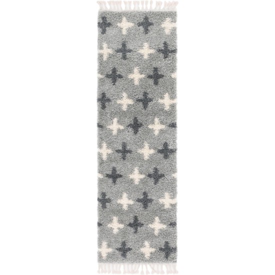 Rug Unique Loom Hygge Shag Light Gray Runner 2' 7 x 8' 2