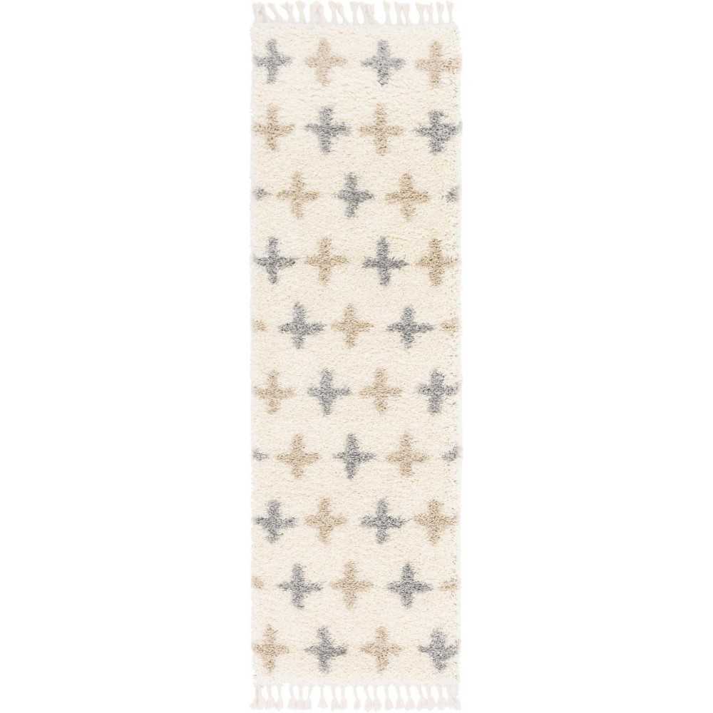 Rug Unique Loom Hygge Shag Ivory Runner 2' 7 x 8' 2