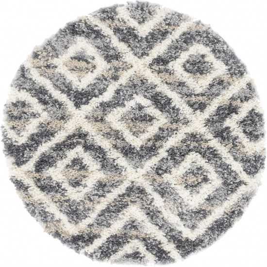 Rug Unique Loom Hygge Shag Gray Round 3' 3 x 3' 3