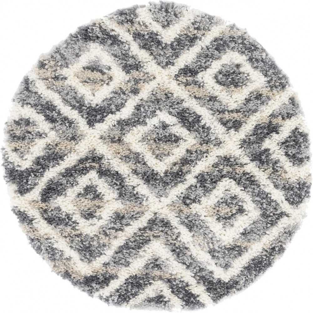 Rug Unique Loom Hygge Shag Gray Round 3' 3 x 3' 3