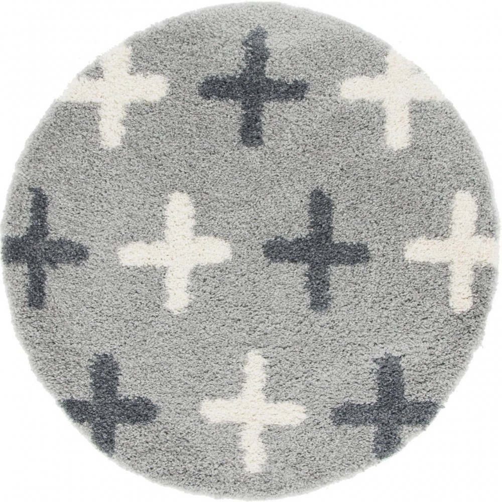 Rug Unique Loom Hygge Shag Light Gray Round 3' 3 x 3' 3