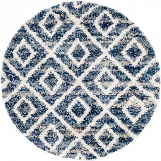 Rug Unique Loom Hygge Shag Blue Round 5' 0 x 5' 0