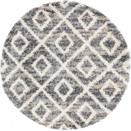 Rug Unique Loom Hygge Shag Gray Round 5' 0 x 5' 0