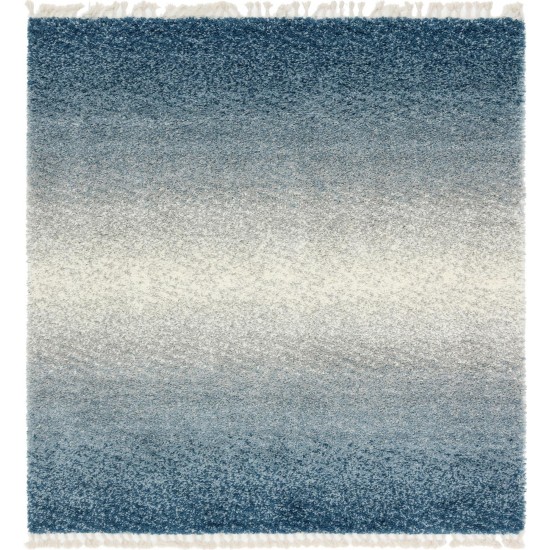 Rug Unique Loom Hygge Shag Blue Square 8' 0 x 8' 0