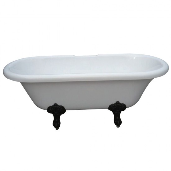 Aqua Eden 67-Inch Acrylic Double Ended Clawfoot Tub (No Faucet Drillings), White/Oil Rubbed Bronze