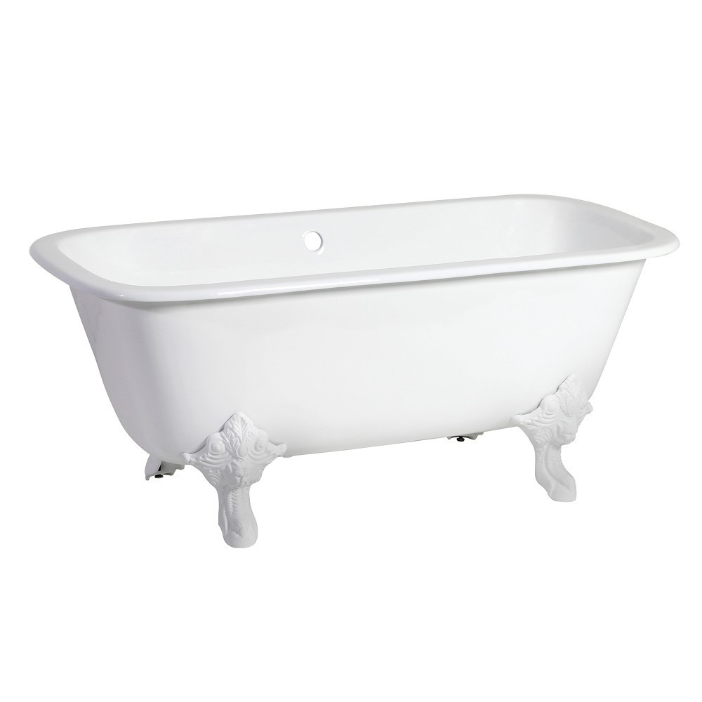 Aqua Eden 67-Inch Cast Iron Double Ended Clawfoot Tub (No Faucet Drillings), White