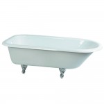 Aqua Eden 67-Inch Cast Iron Roll Top Clawfoot Tub (No Faucet Drillings), White/Polished Chrome