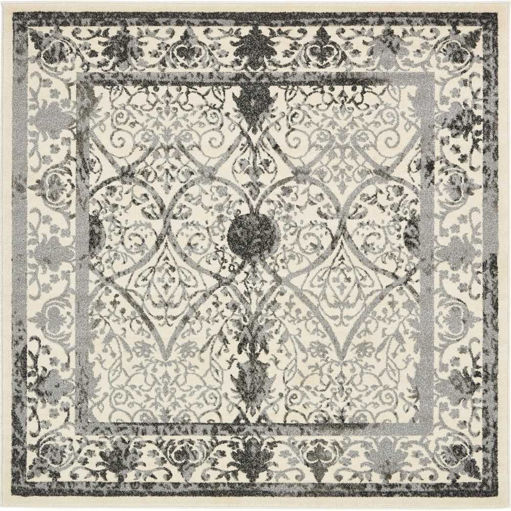 Rug Unique Loom La Jolla Gray Square 6' 0 x 6' 0 Rug Unique Loom La Jolla Gray Square 6' 0 x 6' 0