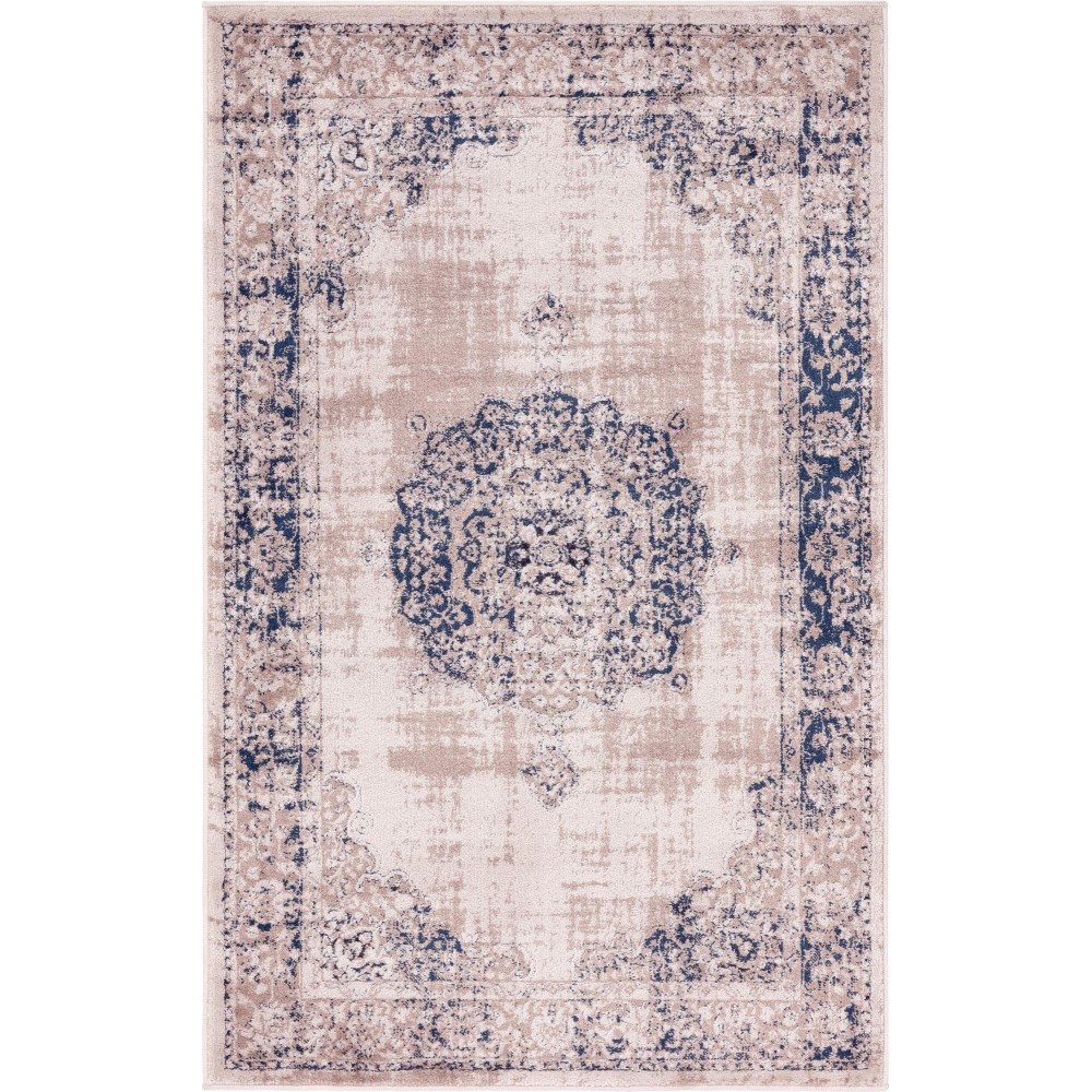 Rug Unique Loom Leila Tan/Navy Blue Rectangular 3' 3 x 5' 3 Rug Unique Loom Leila Tan/Navy Blue Rectangular 3' 3 x 5' 3
