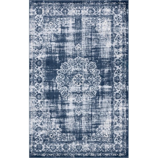 Rug Unique Loom Leila Navy Blue Rectangular 5' 0 x 8' 0