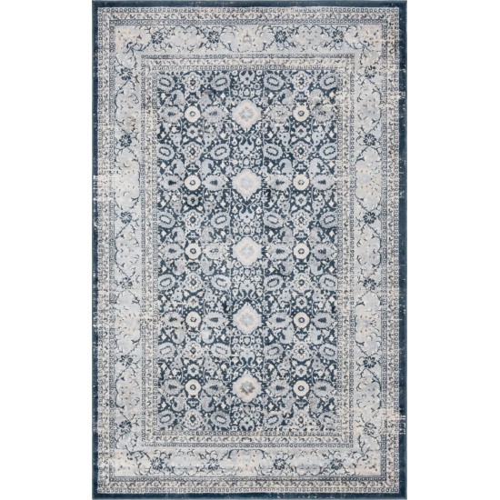 Rug Unique Loom Leila Navy Blue Rectangular 5' 0 x 8' 0