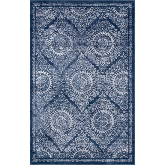 Rug Unique Loom Leila Navy Blue Rectangular 5' 0 x 8' 0