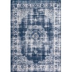 Rug Unique Loom Leila Navy Blue Rectangular 7' 0 x 10' 0