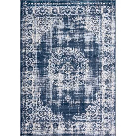 Rug Unique Loom Leila Navy Blue Rectangular 7' 0 x 10' 0