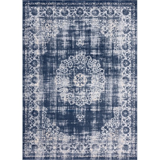 Rug Unique Loom Leila Navy Blue Rectangular 8' 0 x 11' 0