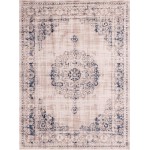 Rug Unique Loom Leila Tan/Navy Blue Rectangular 9' 10 x 13' 0