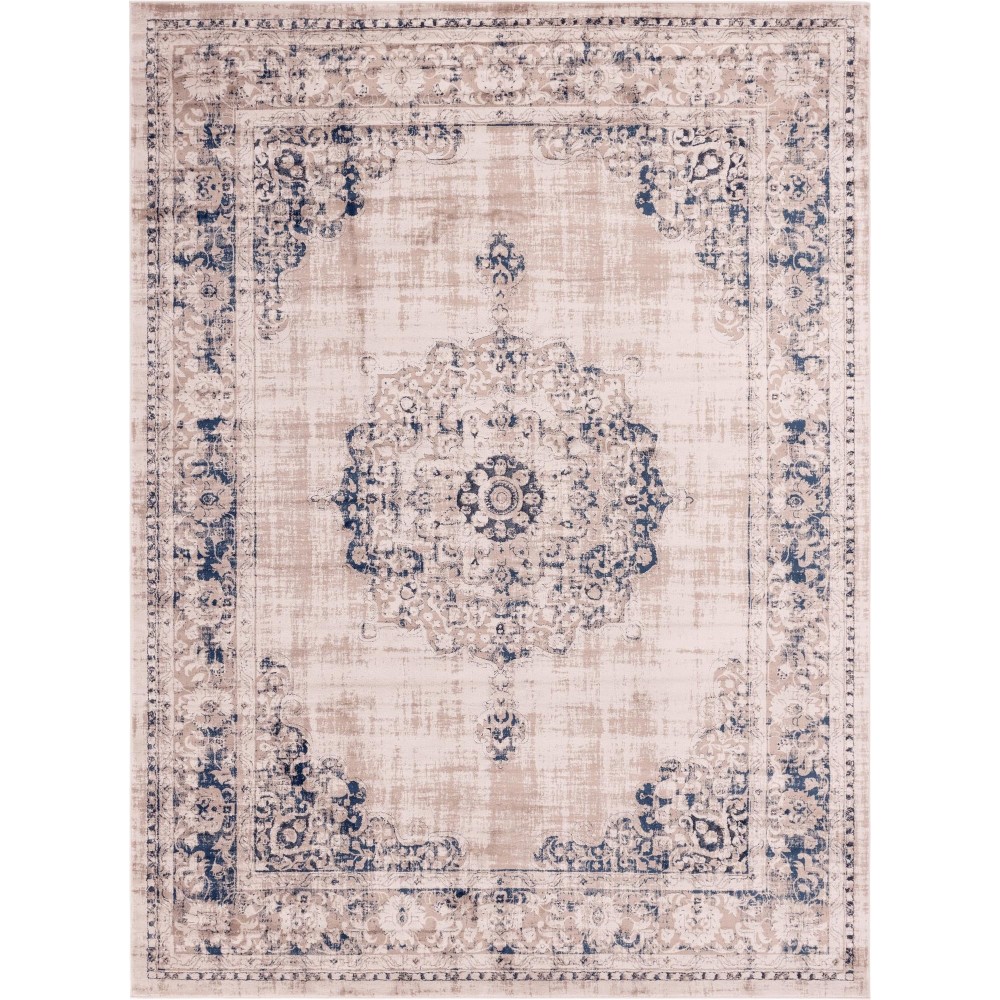 Rug Unique Loom Leila Tan/Navy Blue Rectangular 9' 10 x 13' 0 Rug Unique Loom Leila Tan/Navy Blue Rectangular 9' 10 x 13' 0