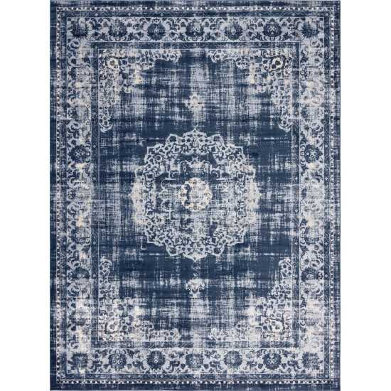 Rug Unique Loom Leila Navy Blue Rectangular 9' 10 x 13' 0