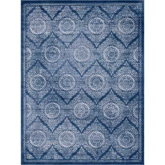 Rug Unique Loom Leila Navy Blue Rectangular 9' 10 x 13' 0