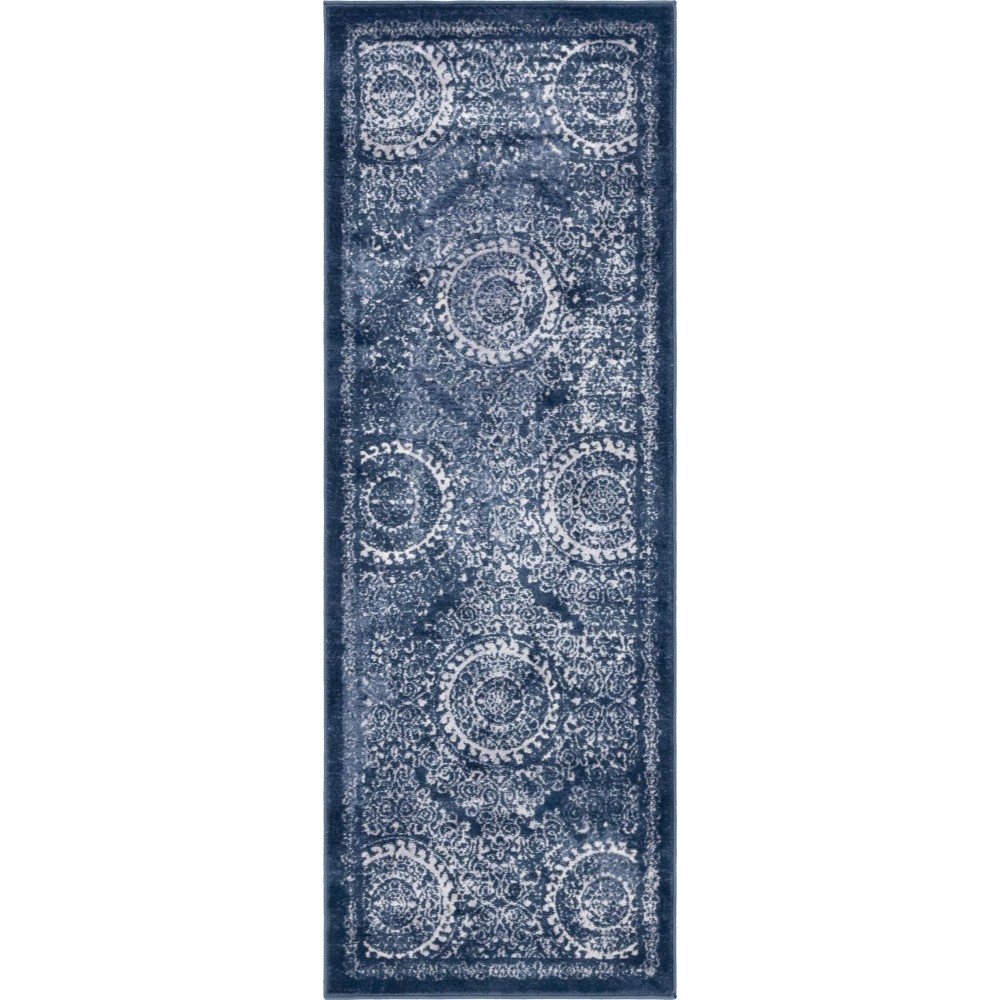 Rug Unique Loom Leila Navy Blue Runner 2' 2 x 6' 0 Rug Unique Loom Leila Navy Blue Runner 2' 2 x 6' 0