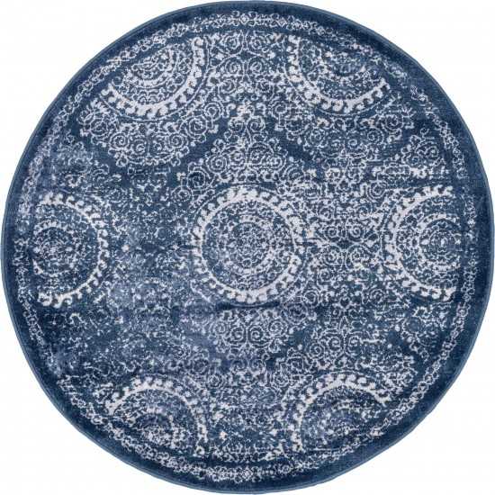 Rug Unique Loom Leila Navy Blue Round 3' 3 x 3' 3