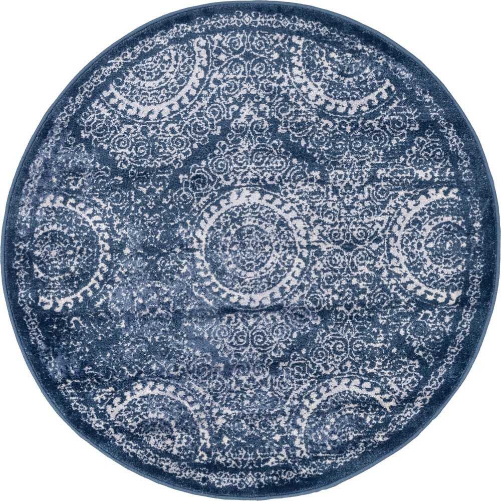 Rug Unique Loom Leila Navy Blue Round 3' 3 x 3' 3 Rug Unique Loom Leila Navy Blue Round 3' 3 x 3' 3