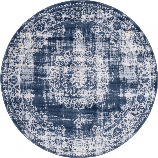 Rug Unique Loom Leila Navy Blue Round 6' 0 x 6' 0