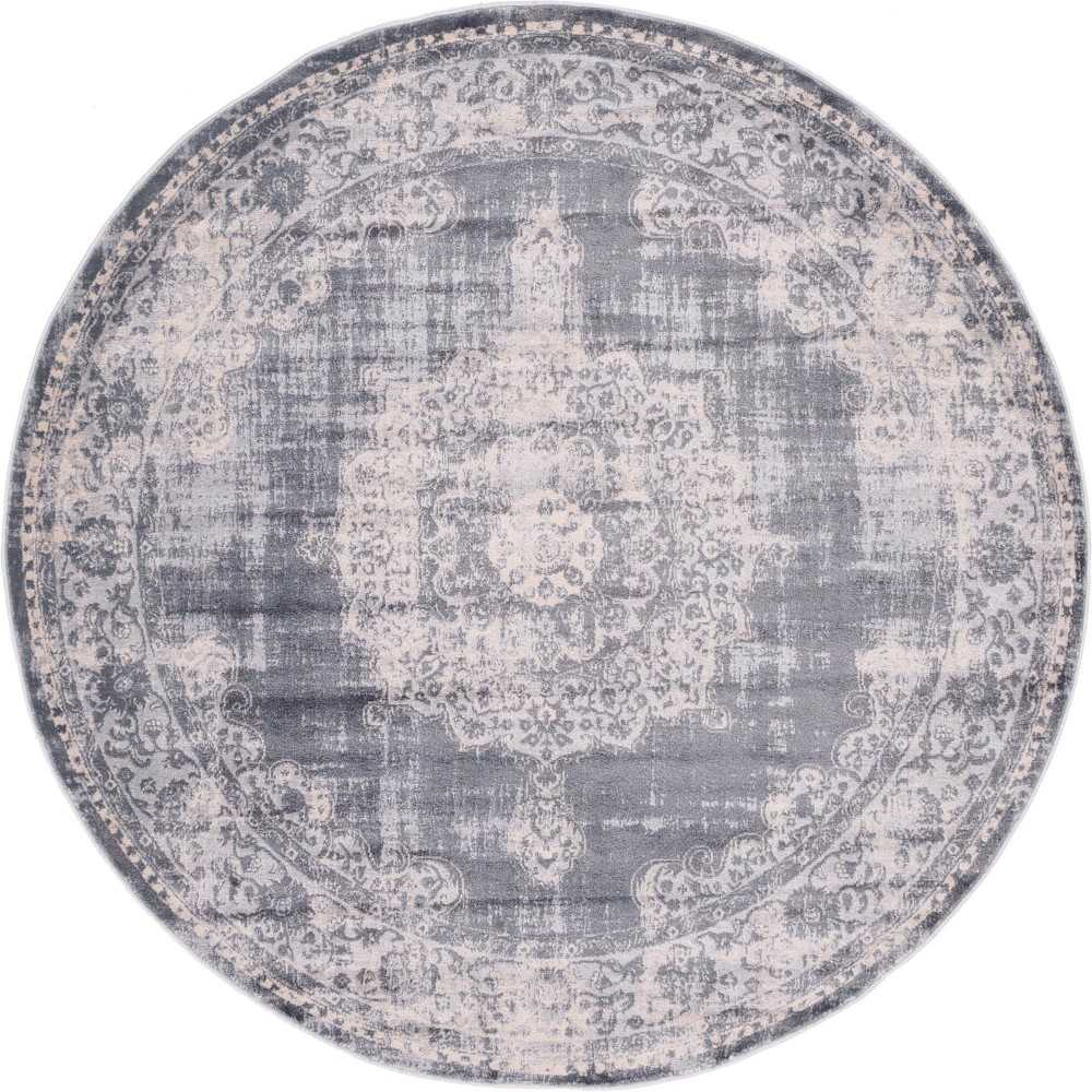 Rug Unique Loom Leila Gray Round 6' 0 x 6' 0 Rug Unique Loom Leila Gray Round 6' 0 x 6' 0