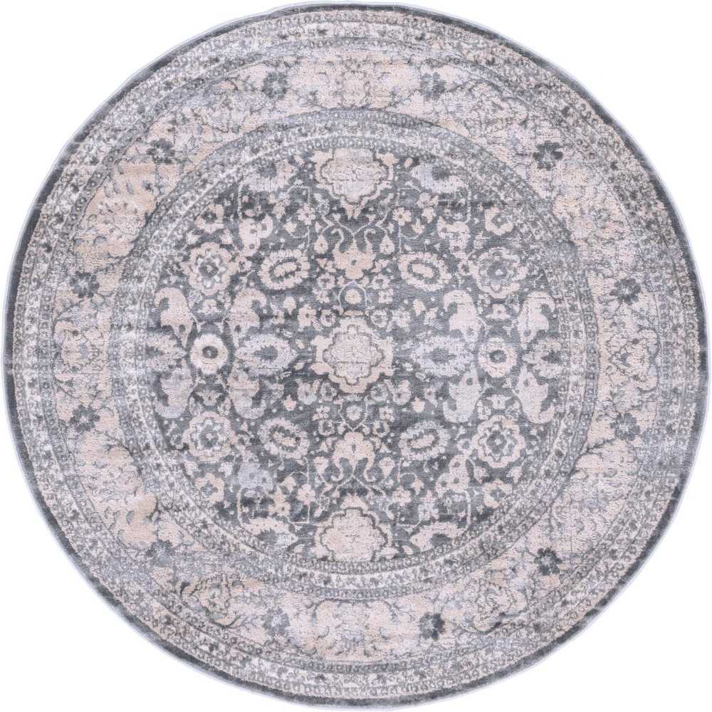 Rug Unique Loom Leila Gray Round 6' 0 x 6' 0 Rug Unique Loom Leila Gray Round 6' 0 x 6' 0