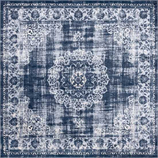 Rug Unique Loom Leila Navy Blue Square 8' 0 x 8' 0