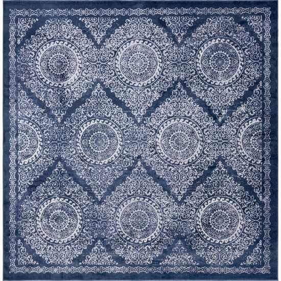 Rug Unique Loom Leila Navy Blue Square 8' 0 x 8' 0