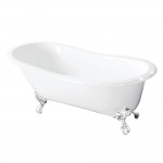 Aqua Eden 54-Inch Cast Iron Slipper Clawfoot Tub with 7-Inch Faucet Drillings, White