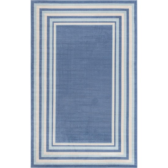 Rug Unique Loom Lotus Blue Rectangular 5' 0 x 8' 0